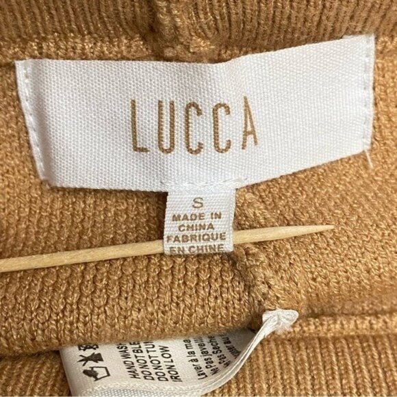 LUCCA Couture Wide Leg Sweater Knit Pant in Camel Tan Size Small - Picture 8 of 9